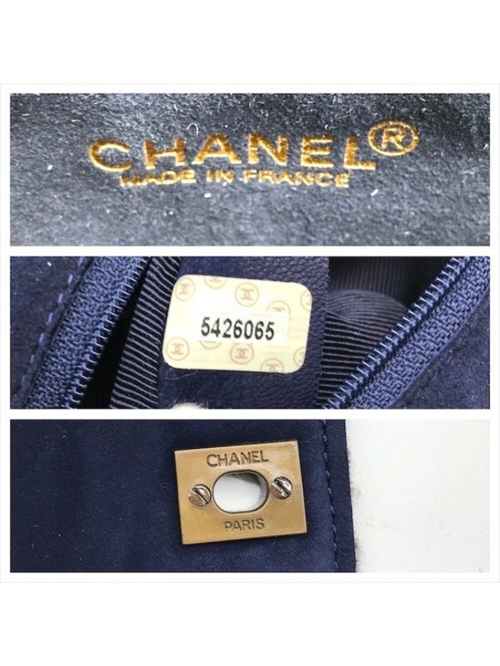 Chanel CC Logo Turnlock Mouton Hand Clutch Navy - Picture 10 of 10